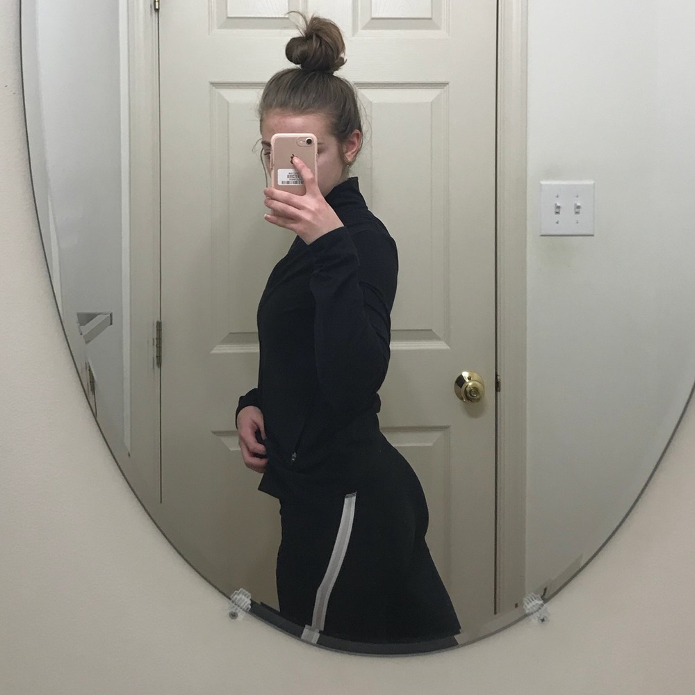Black white stripped athletic leggings